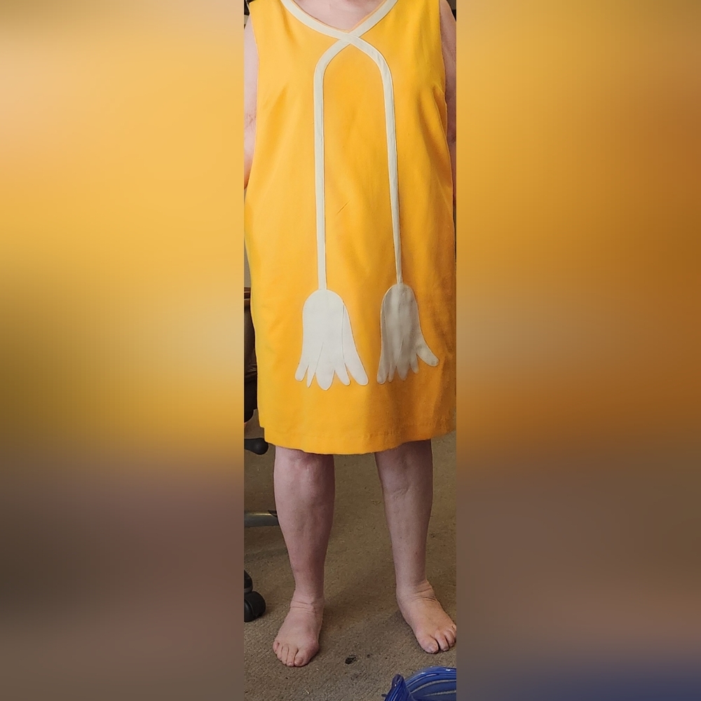 Yellow Sleeveless Dress with White Accents